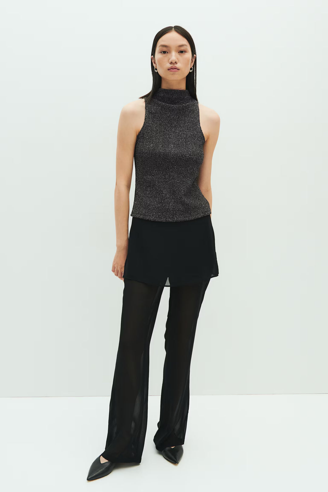 H&M Glittery Mock Turtleneck Sleeveless Top