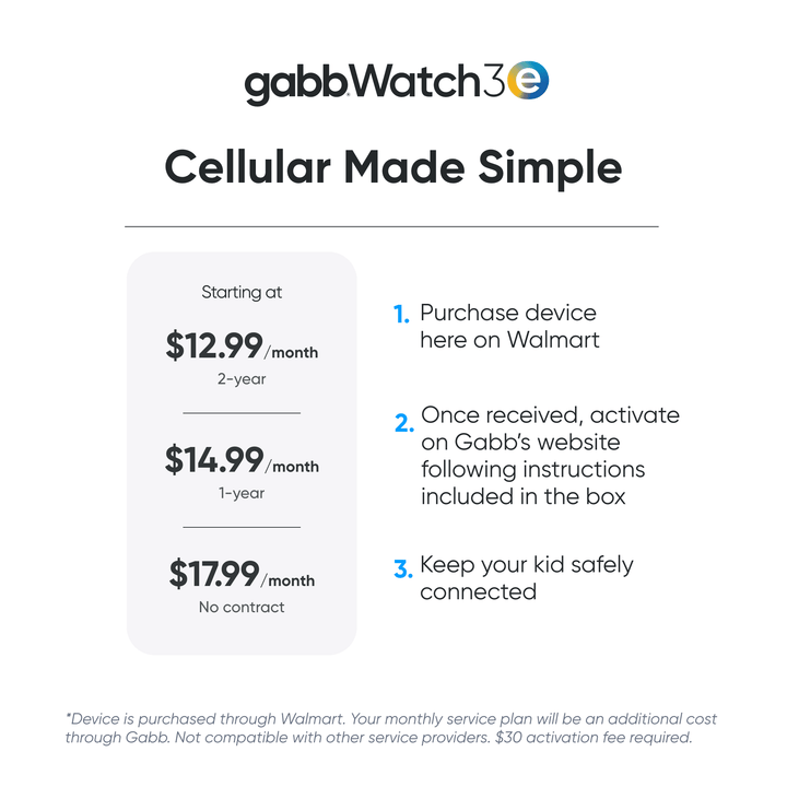 Gabb Watch 3e Kids Smartwatch, 1.41", GPS Tracker, Dark Gray Case with Black Band