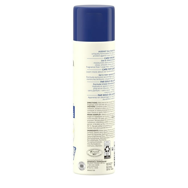 Aveeno Skin Relief Shave Gel, Vitamin E, Oat, Hair Removal, Allergy Tested, Fragrance Free, 198 g