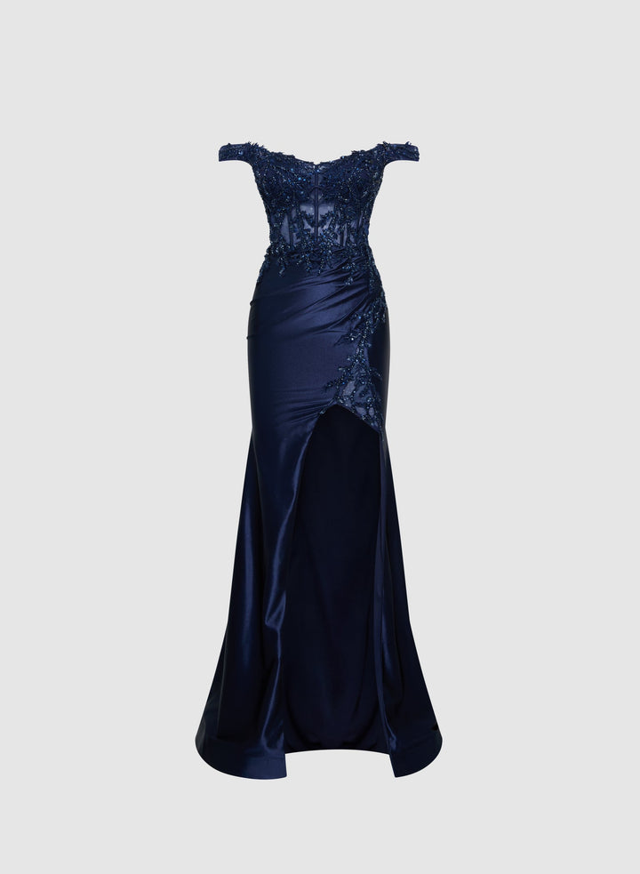 LAURA Satin & Sequin Dress