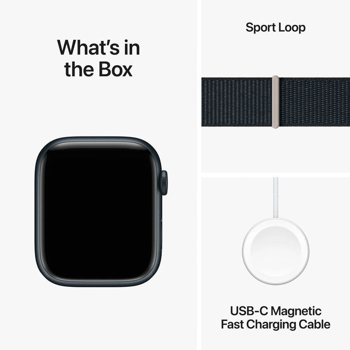 Apple Watch Series 9 [GPS 45mm] Smartwatch with Midnight Aluminum Case and Midnight Sport Loop. Fitness Tracker, ECG Apps, Always-On Retina Display, Water Resistant