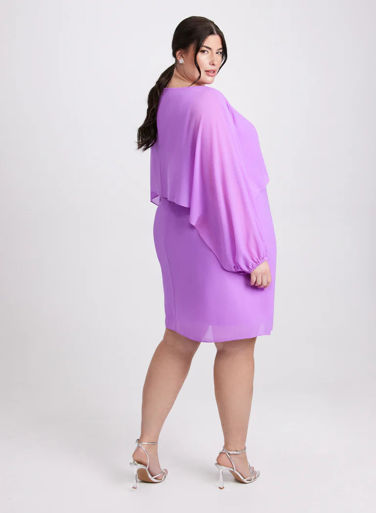 LAURA Brooch Embellished Capelet Dress