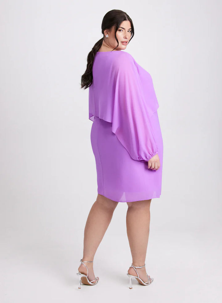 LAURA Brooch Embellished Capelet Dress