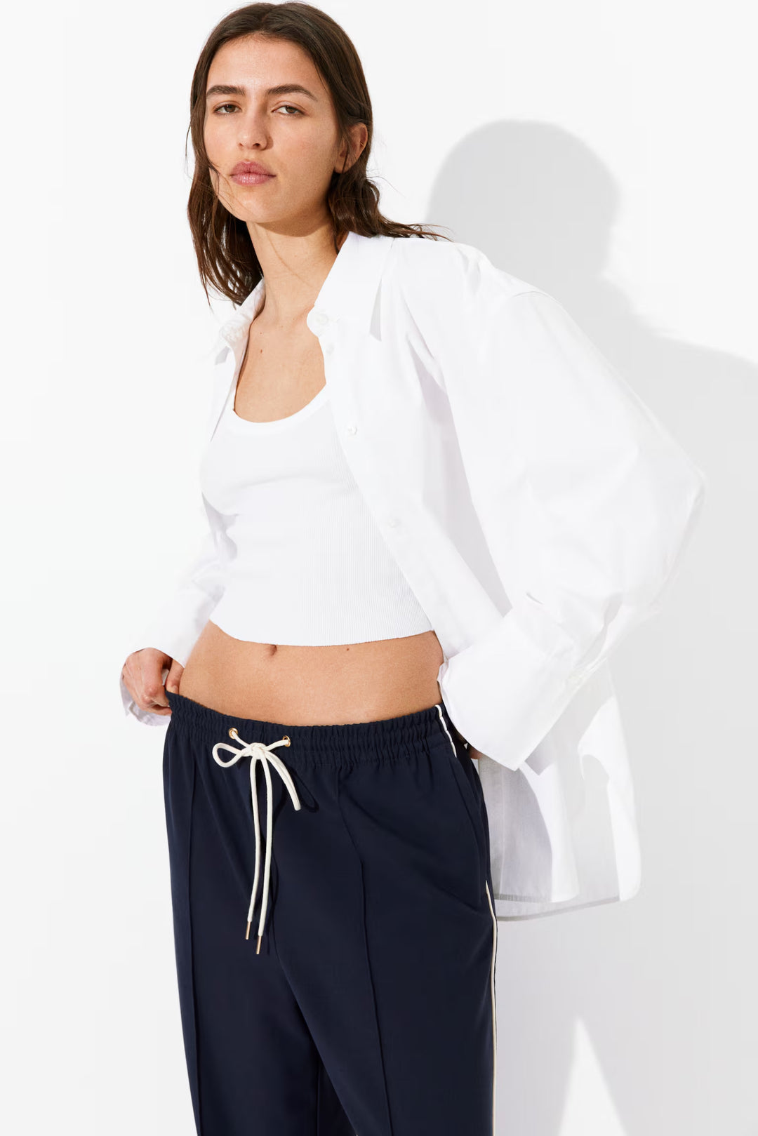 H&M Wide-Leg Twill Pants