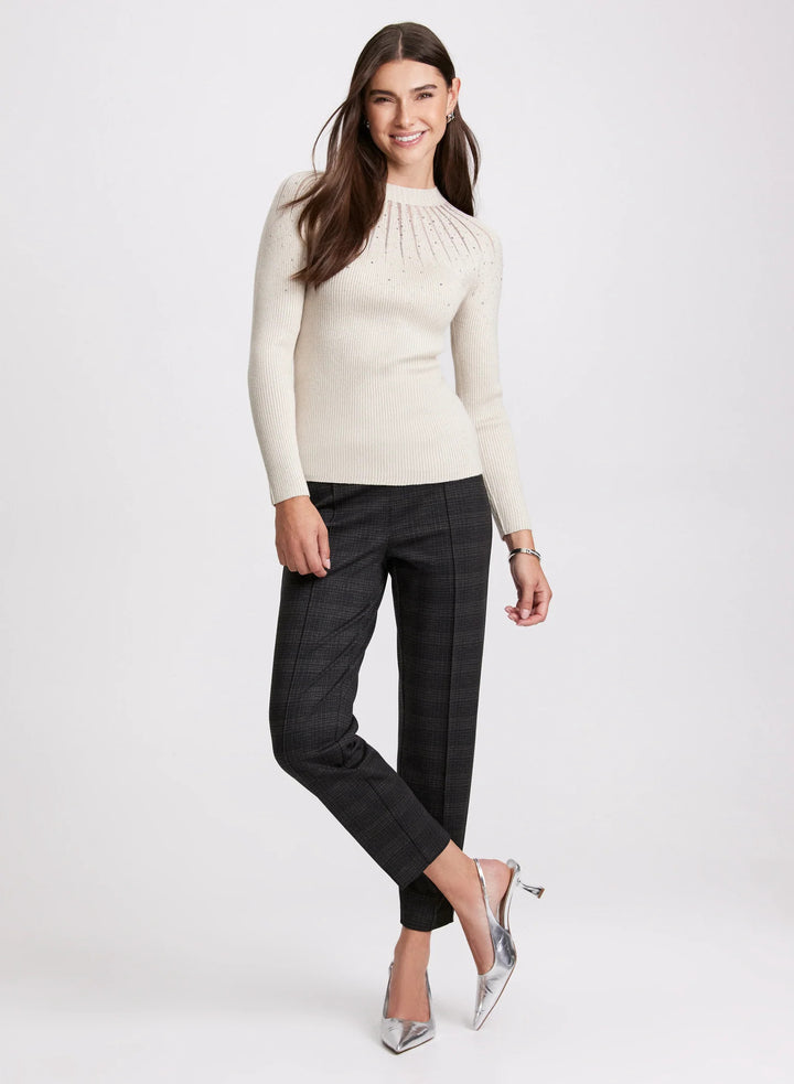 LAURA Sofia Plaid Print Slim-Leg Pants - Short
