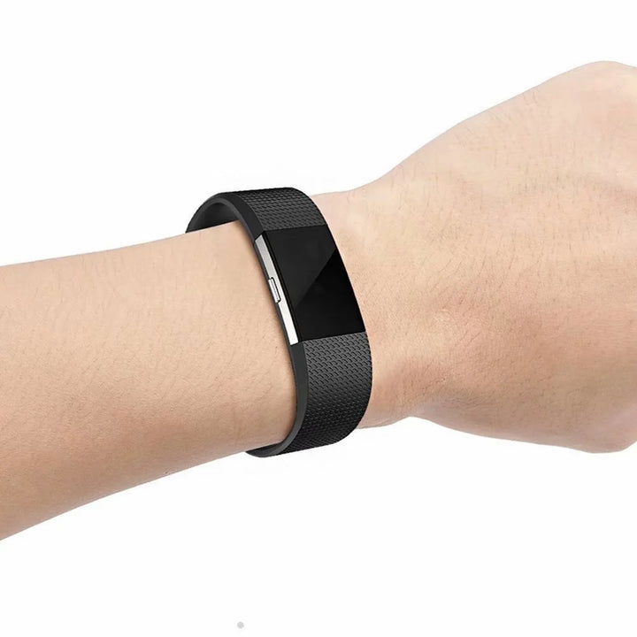 POY Fitbit Charge 2 Bands Replacement Sport Strap Accessories with Fasteners and Metal Clasps for Fitbit Charge 2 Wristband (Large, Black)