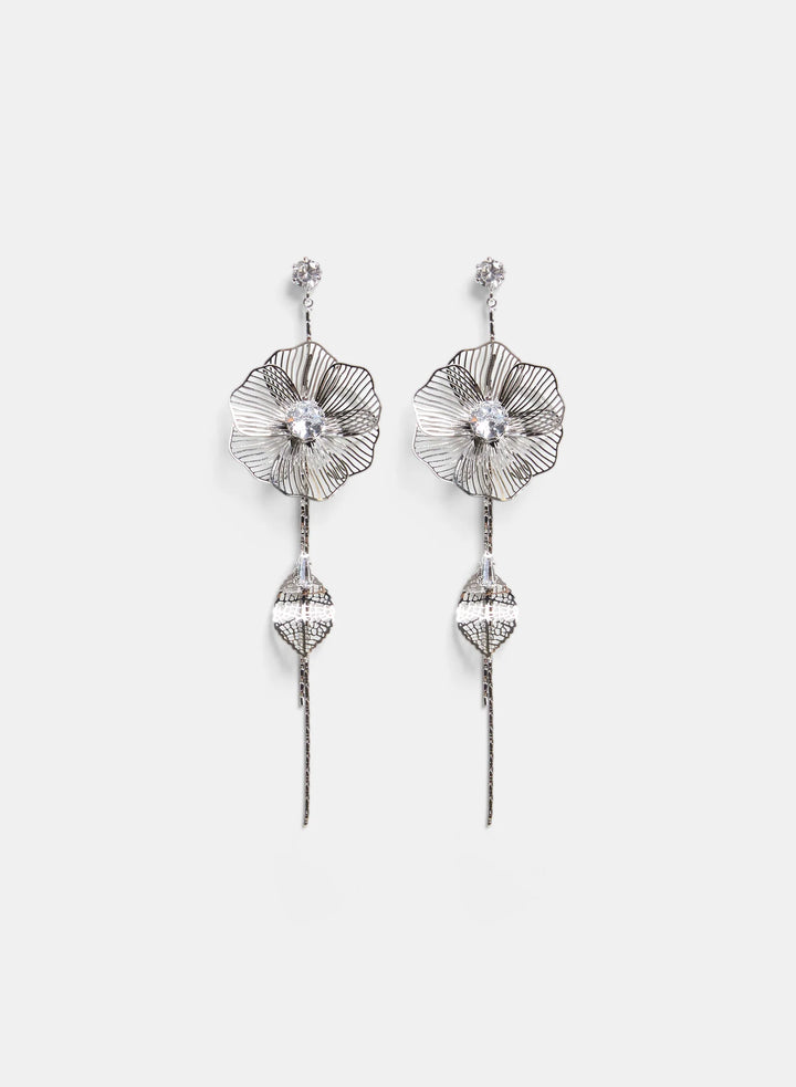 Laura Metallic Flower Drop Earrings
