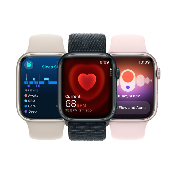 Apple Watch Series 9 [GPS 41mm] Smartwatch with Pink Aluminum Case and Light Pink Sport Band - S/M. Fitness Tracker, ECG Apps, Always-On Retina Display, Water Resistant
