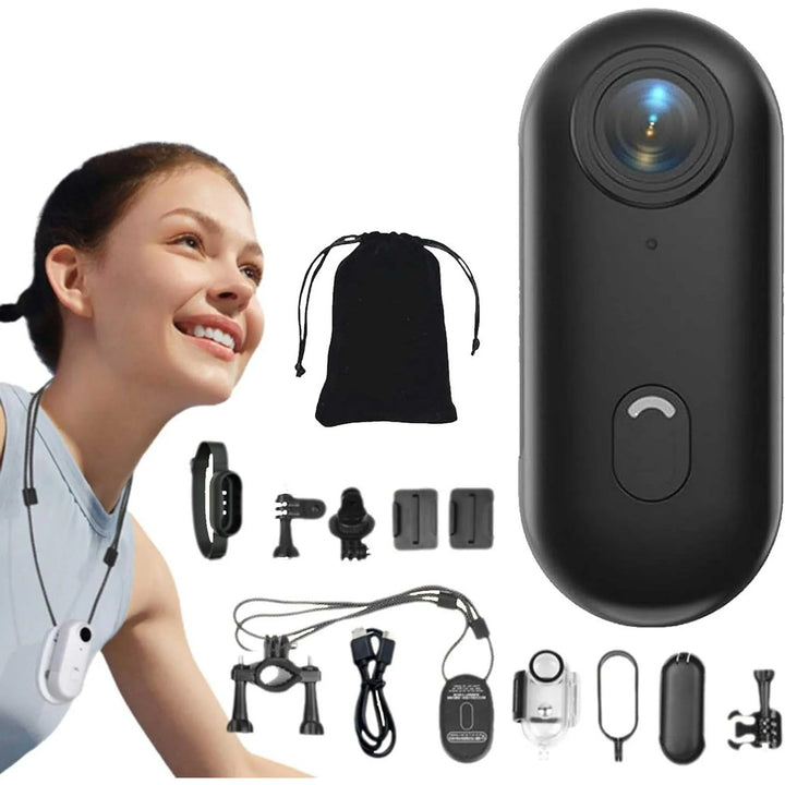 ‎HONGYUE Gosnap - Go Snap Camera, Go Snap Body Cam, Gosnap - Thumb Camera, HD 1080P/4K Pocket Action Cam, Wearable Necklace with 360° RotationSpring Clip, Mount Anywhere, Hands-Free POV Recording (White-1080P)