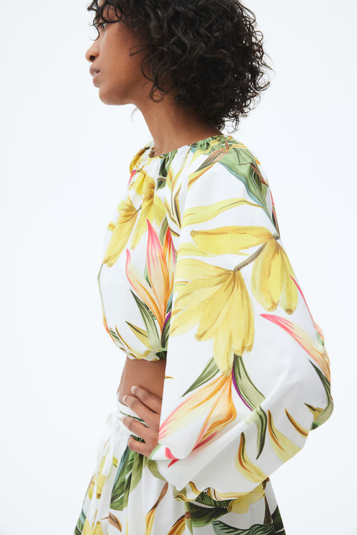 H&M Cropped Poplin Blouse