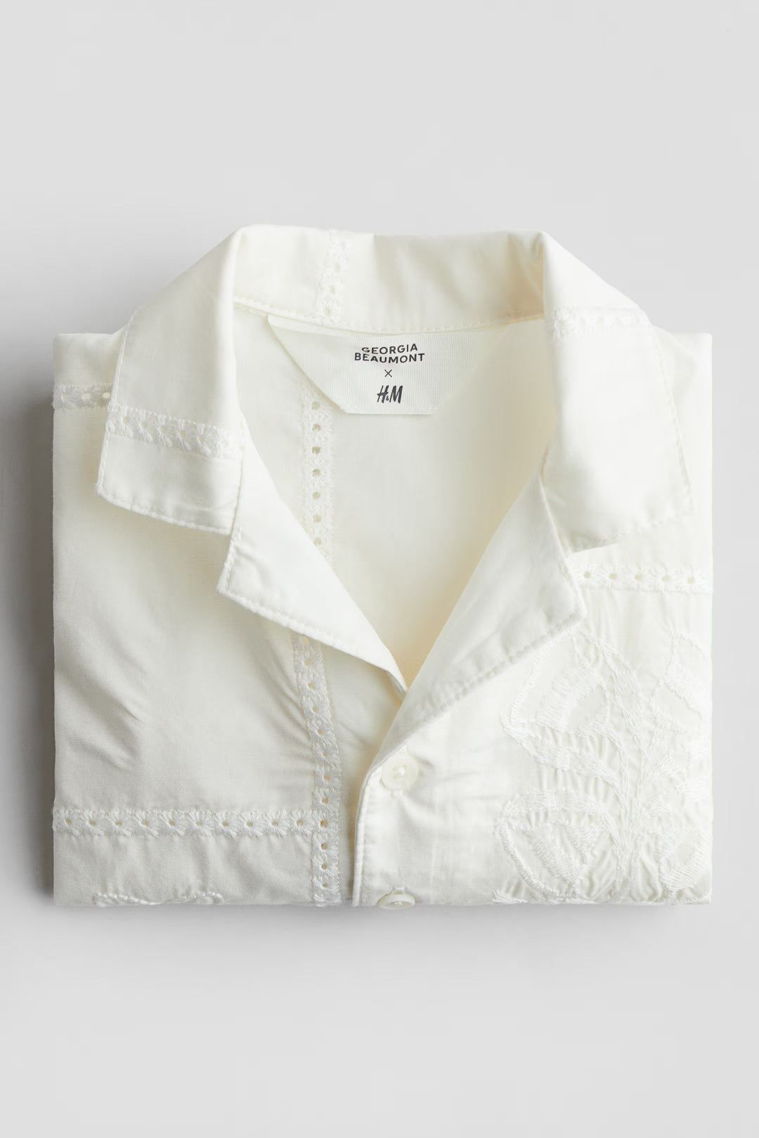 H&M Embroidery-Detail Cotton Shirt