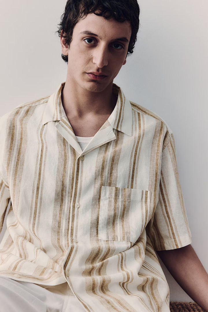 H&M Regular Fit Linen-blend Resort Shirt