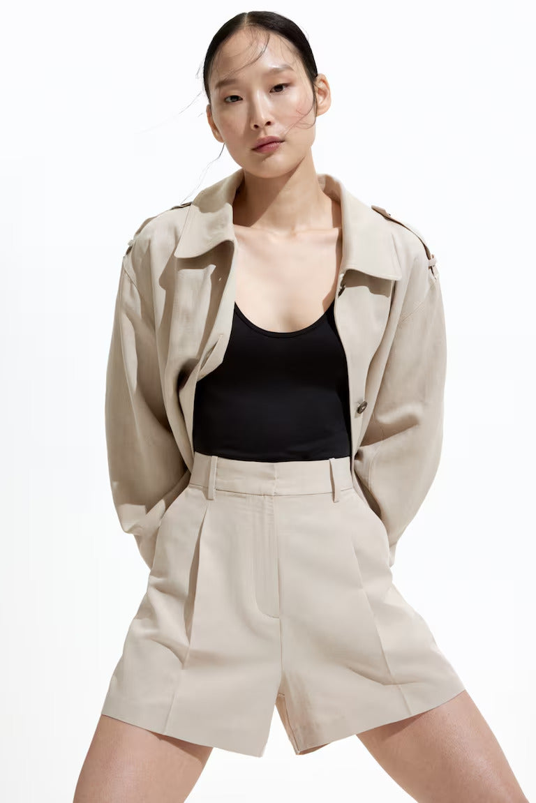 H&M LINEN-BLEND SHORTS