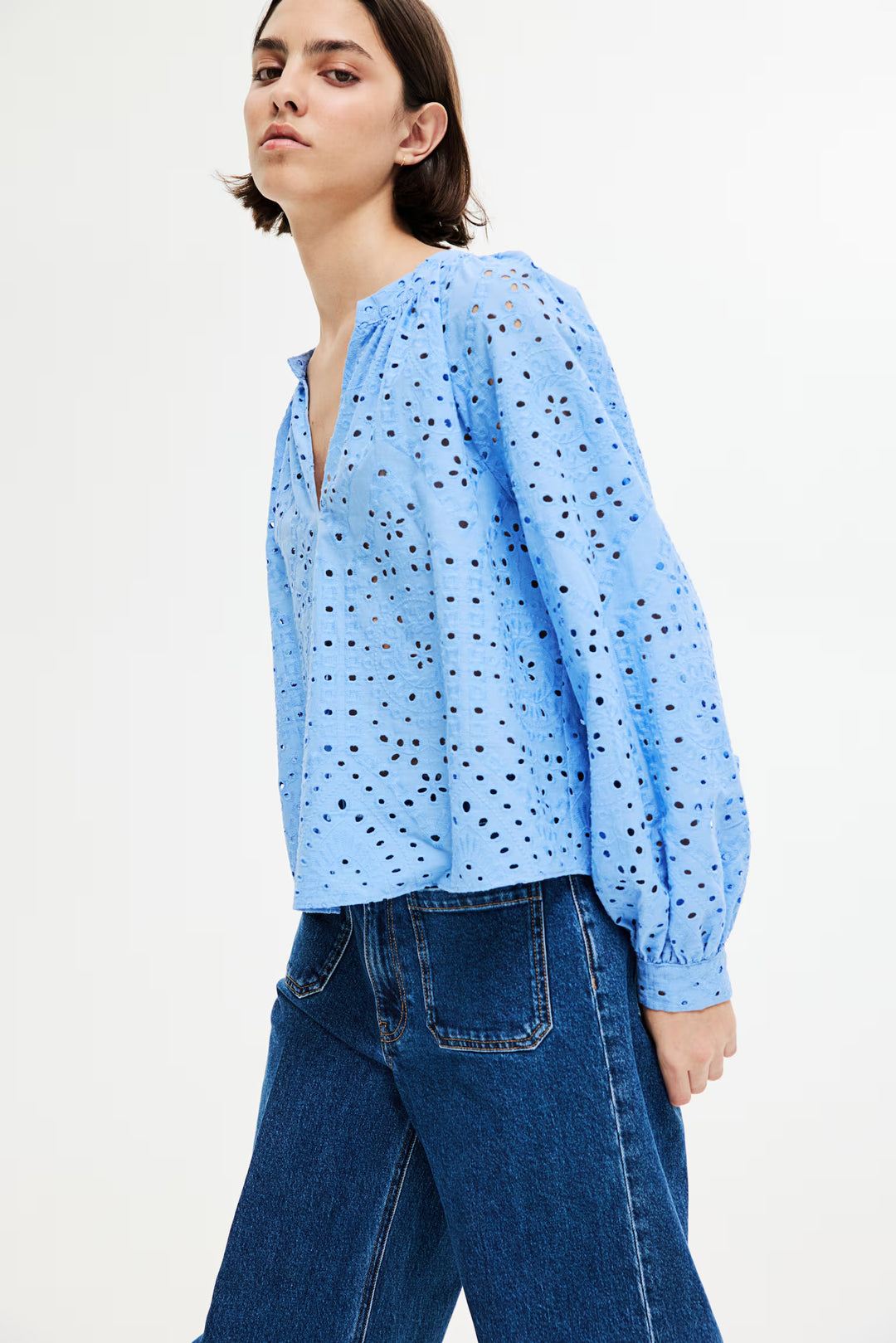 H&M Blouse with Eyelet Embroidery