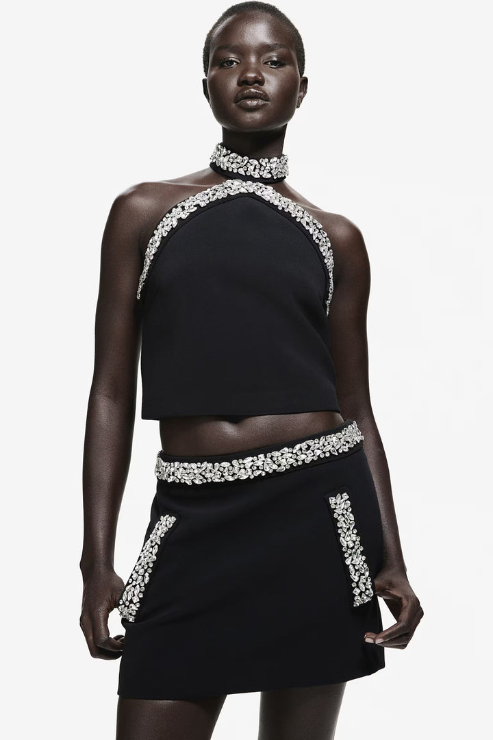 H&M Rhinestone-Embellished Halterneck Top