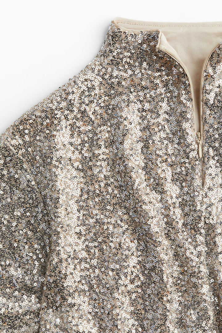 H&M Sequined Mock Turtleneck Top