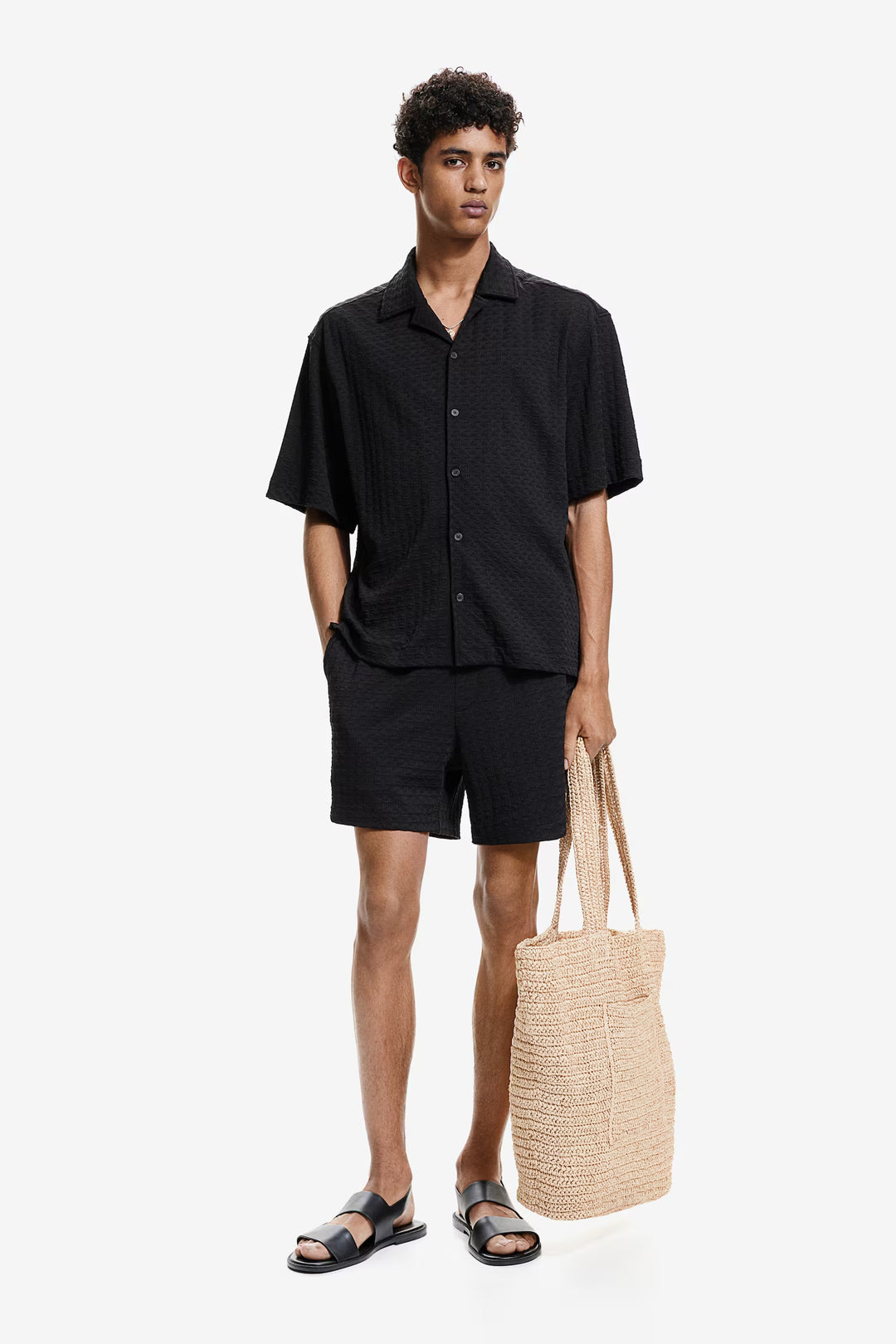 H&M Regular Fit Textured Sweatshorts