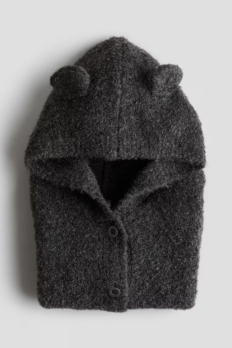 H&M Hooded Bouclé-Knit Cardigan