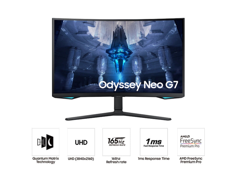 Samsung 32" Odyssey Neo G7 4K UHD 165Hz 1ms(GTG) Quantum HDR2000 Curved Gaming Monitor