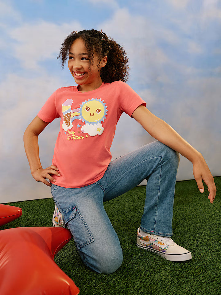 TRUE RELIGION GIRLS HAPPY SUNSHINE TEE