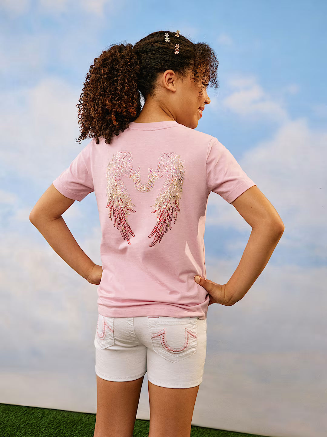 TRUE RELIGION GIRLS CRYSTAL ANGEL WINGS TEE