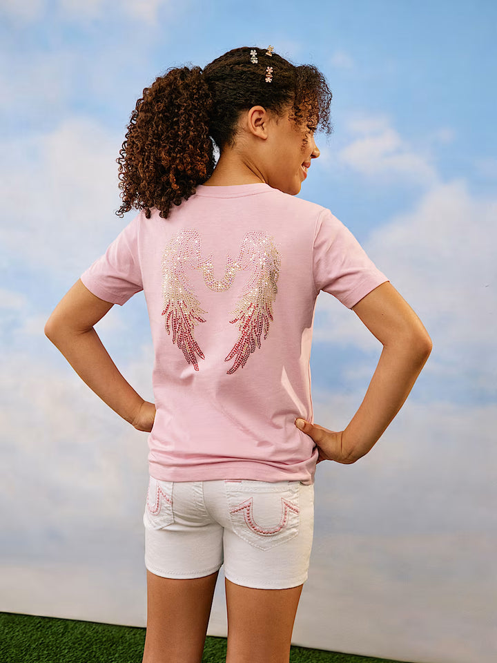 TRUE RELIGION GIRLS CRYSTAL ANGEL WINGS TEE
