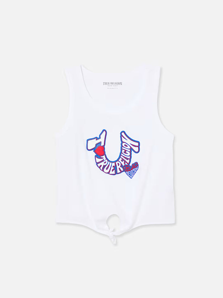 TRUE RELIGION GIRLS ‘I LOVE TRUE RELIGION’ TIE TANK