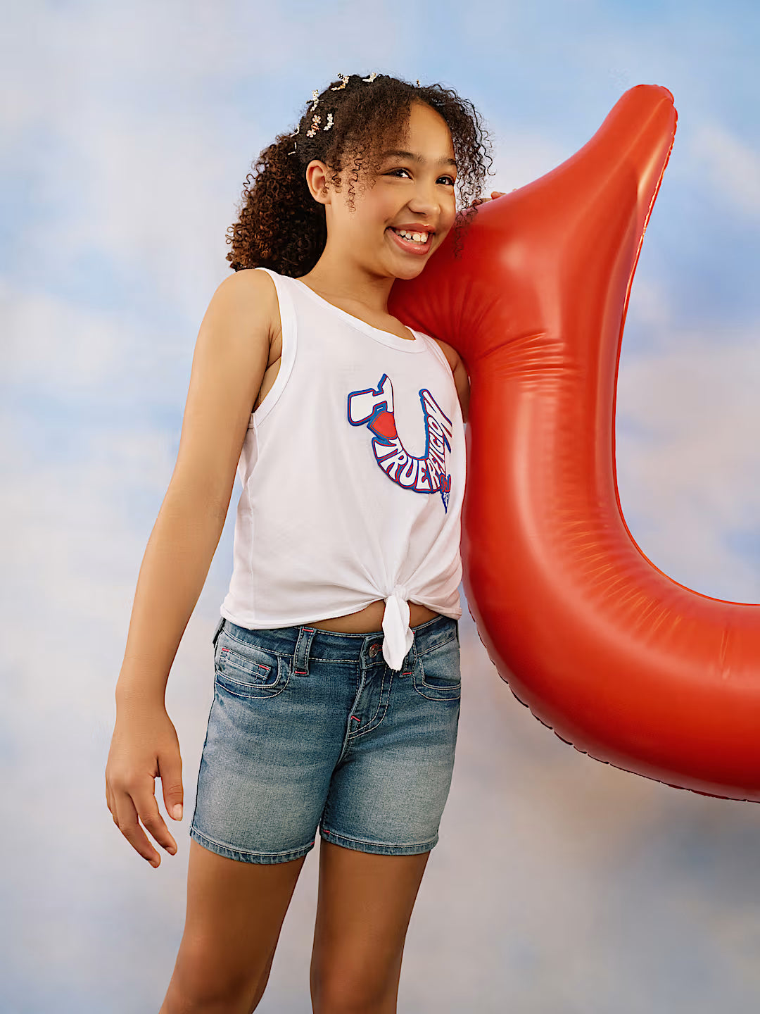 TRUE RELIGION GIRLS ‘I LOVE TRUE RELIGION’ TIE TANK