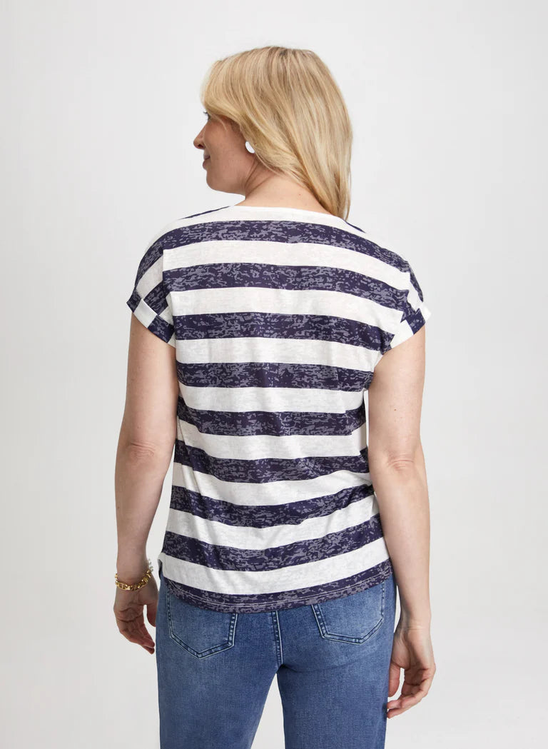 LAURA Striped Short Sleeve Top