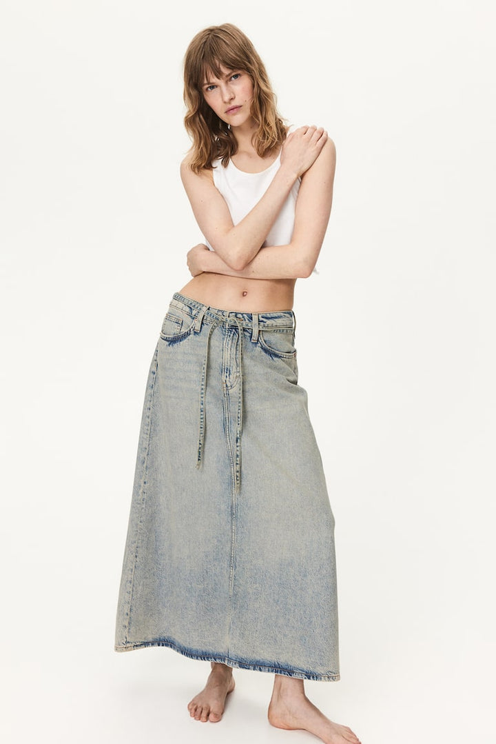 H&M Feather Soft Denim Skirt