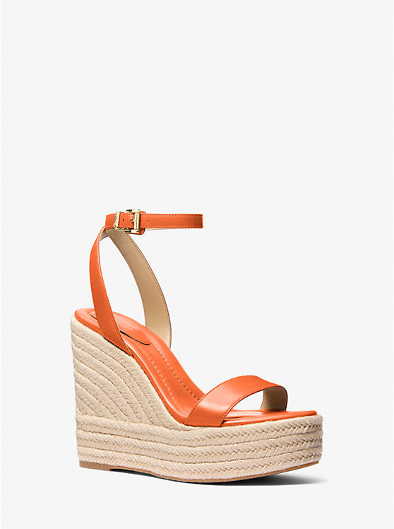 Michael Kors Leighton Leather Wedge Sandal