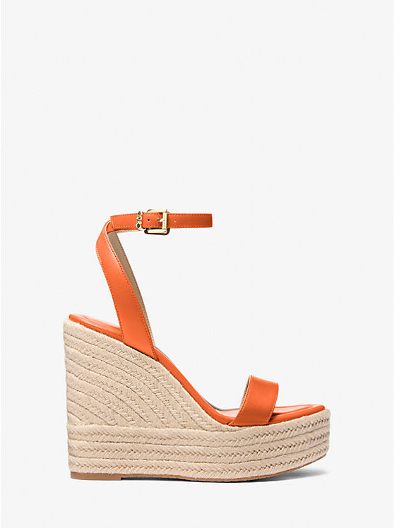 Michael Kors Leighton Leather Wedge Sandal