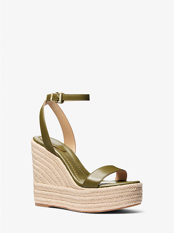 Michael Kors Leighton Leather Wedge Sandal