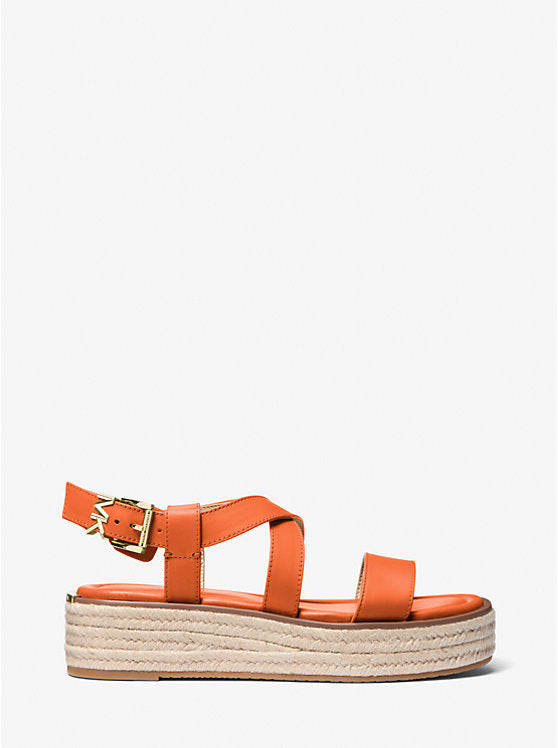 Michael Kors Lynn Leather Platform Espadrille Sandal