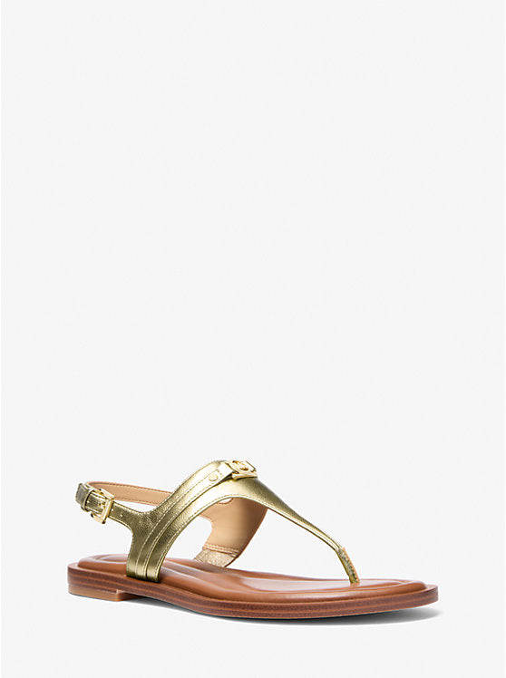 Michael Kors Mandy Metallic Leather T-Strap Sandal