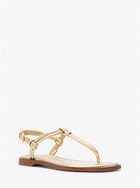 Michael Kors Astra Metallic Leather T-Strap Sandal