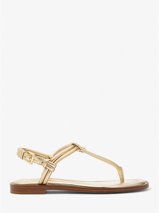 Michael Kors Astra Metallic Leather T-Strap Sandal