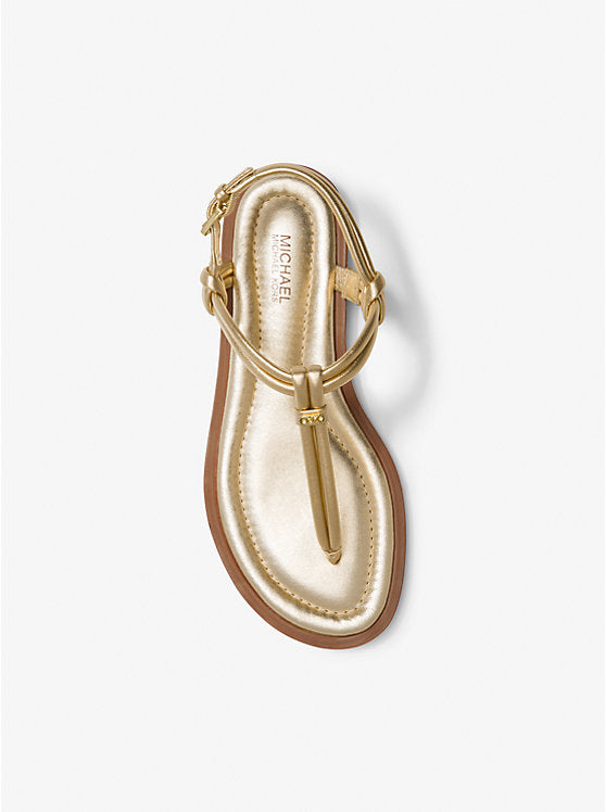 Michael Kors Astra Metallic Leather T-Strap Sandal