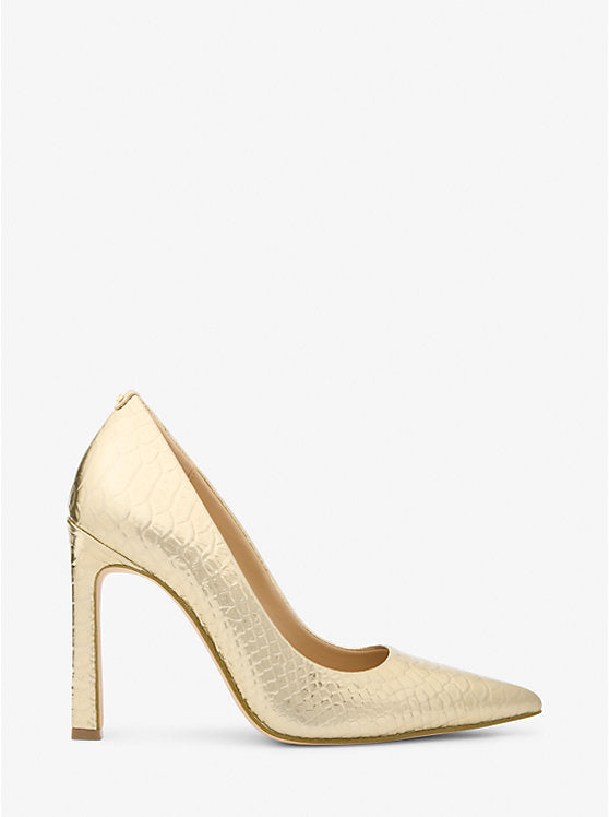 Michael Kors Amara Metallic Snake Embossed Leather Pump