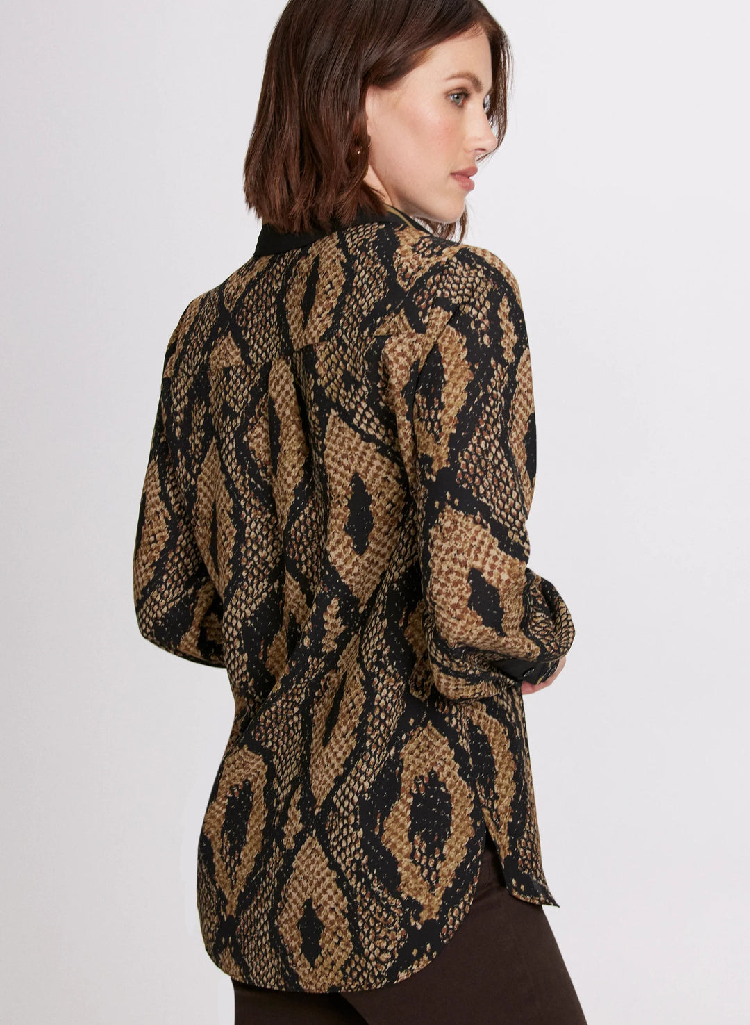 LAURA Snake Print Button-Up Blouse