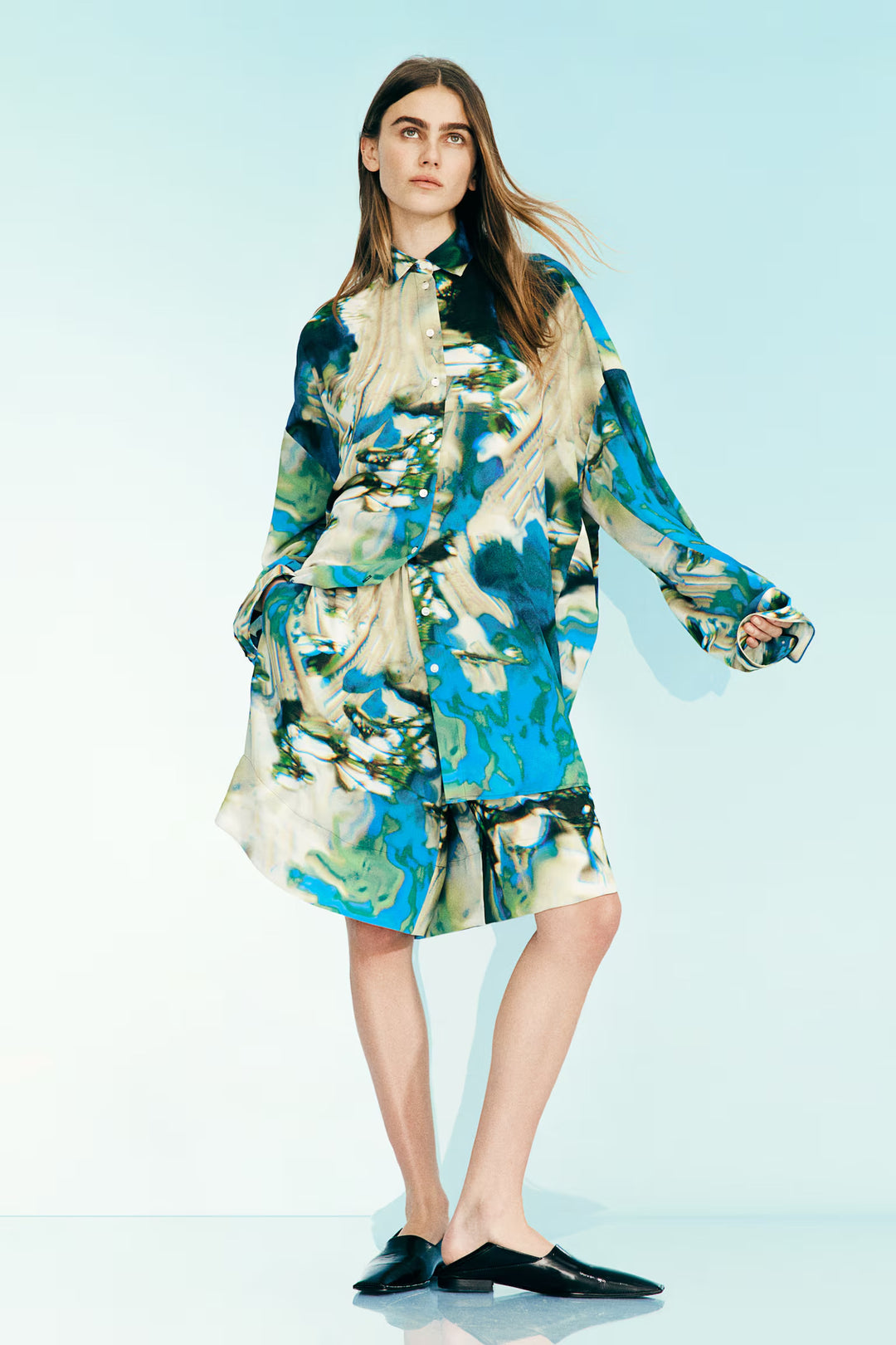 H&M Abstract-Patterned Chiffon Shirt