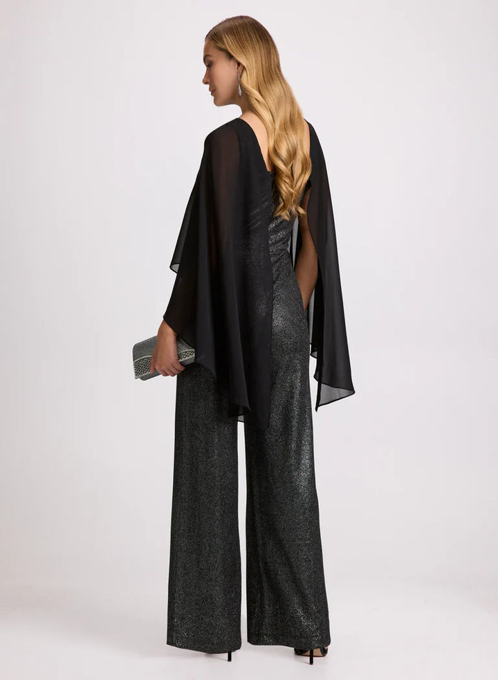 LAURA Sheer Capelet Overlay Jumpsuit