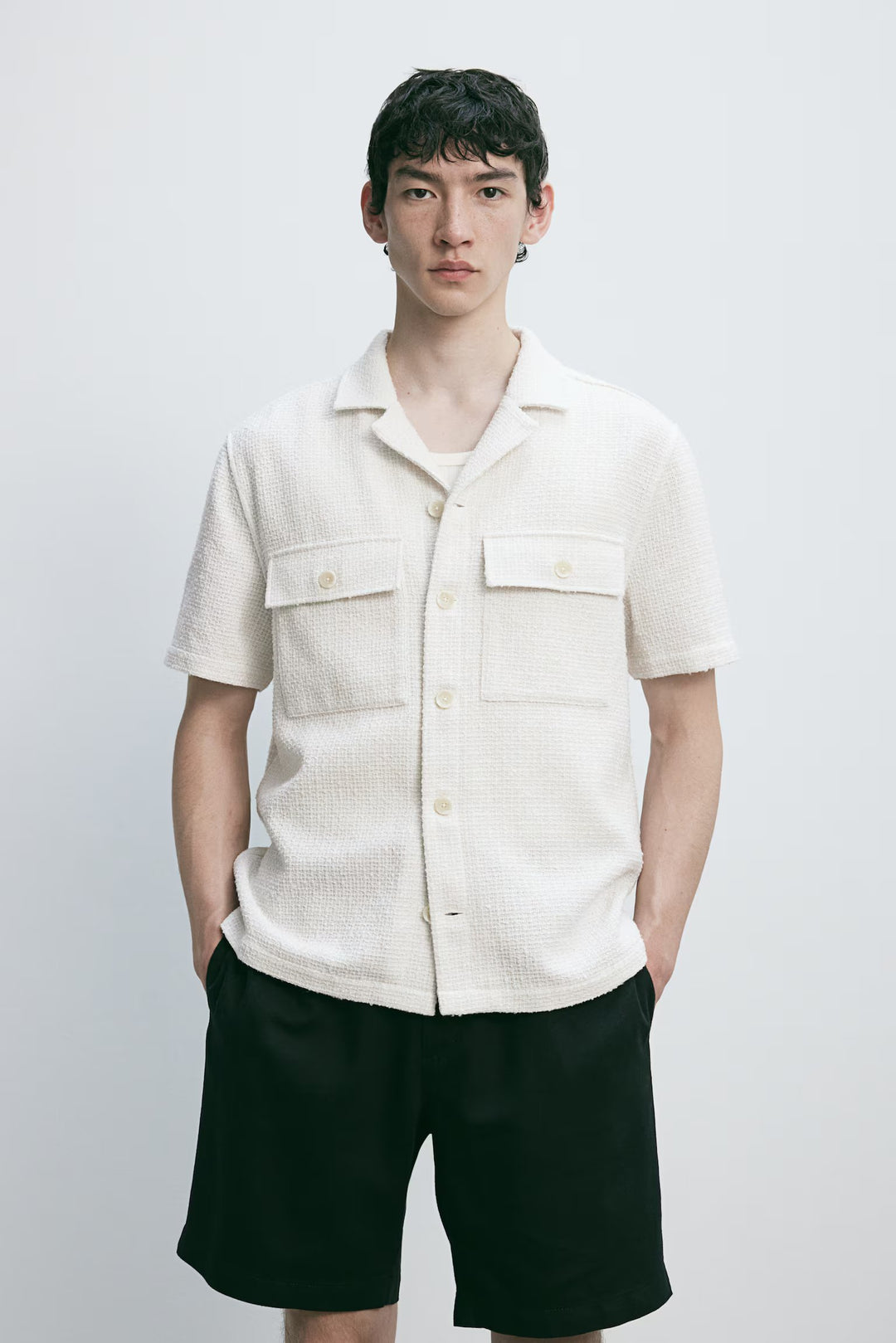 H&M Regular Fit Bouclé Resort Shirt