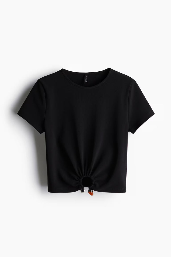 H&M Bead-Detail Ribbed T-Shirt