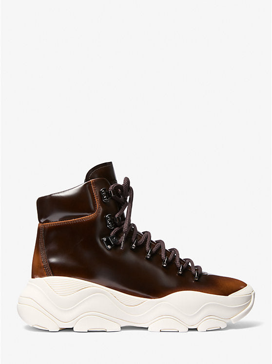 Michael Kors Atlas Burnished Leather Lace-Up Boot
