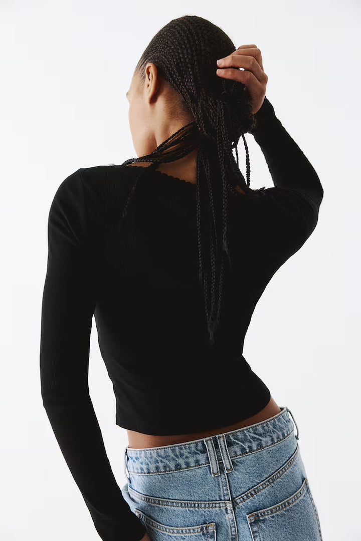 H&M Picot-Trimmed Cotton Top