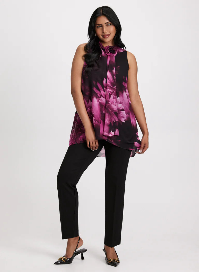 LAURA Rosette Detail Sleeveless Blouse