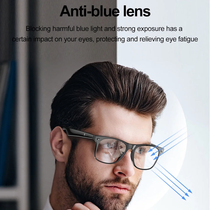 Mingdaln Wireless Bluetooth Glasses for Men and Women, Smart Glasses with Open-Ear Voice Control & Calling, Anti-Blue Light, AI Assistant & Translation for Traveling and Driving