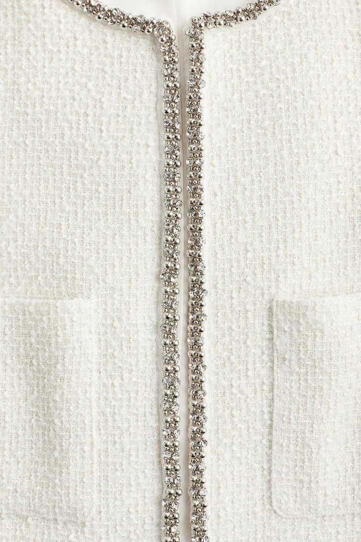 H&M Rhinestone-Embellished Bouclé Jacket