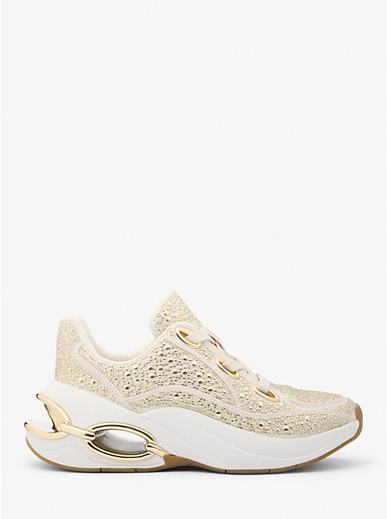 Michael Kors Toni Embellished Linen Blend Trainer